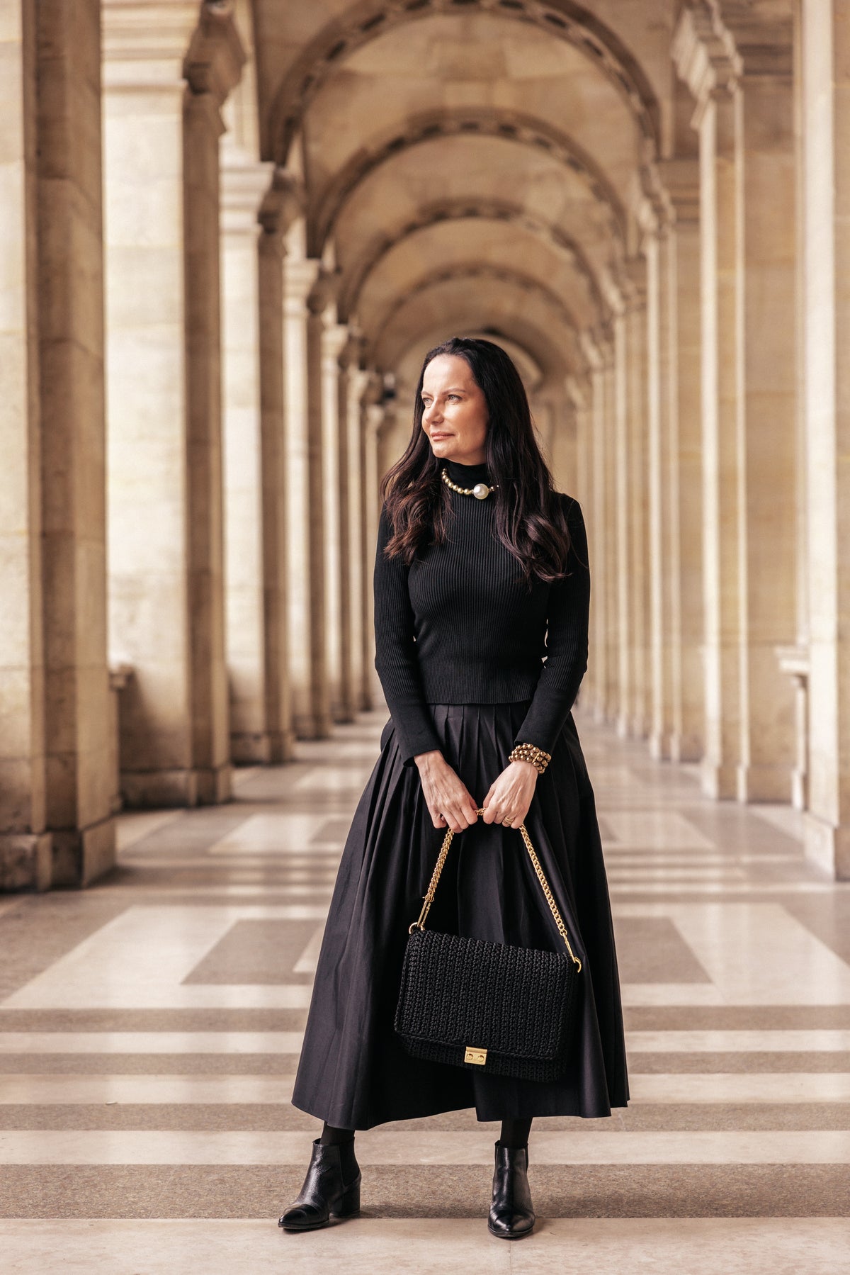 Bolsa Crochet Caviar Noir