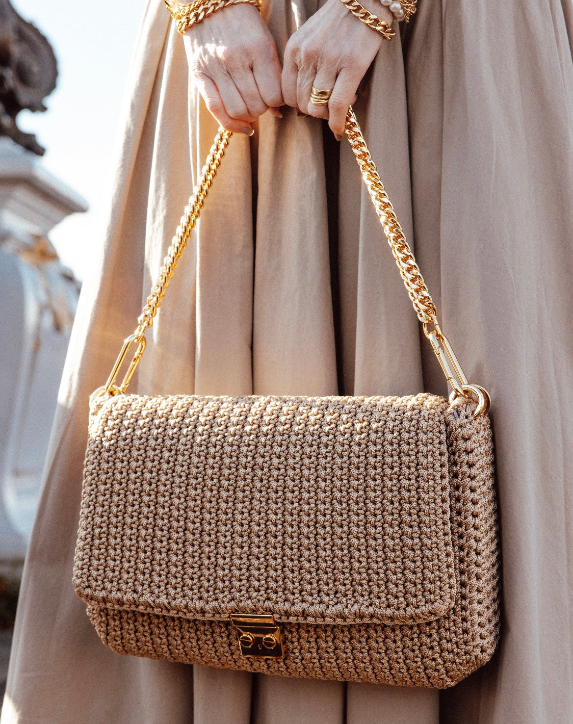 Bolsa Crochet Caviar Beige