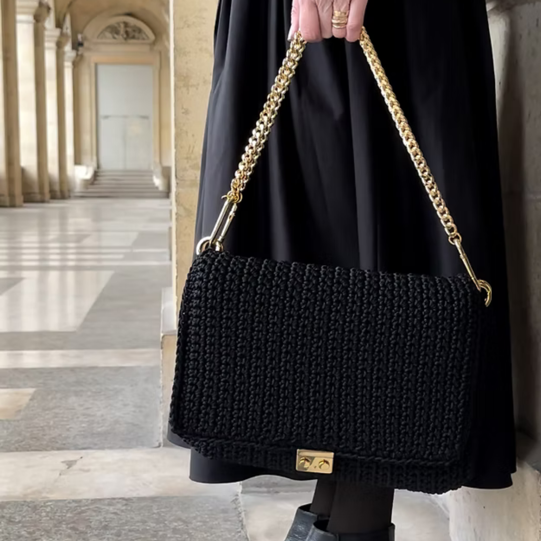 Bolsa Crochet Caviar Noir