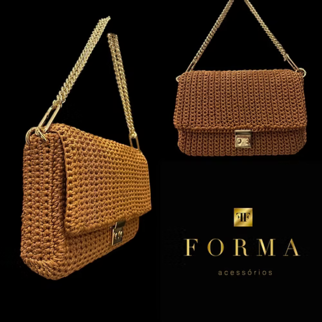 Bolsa Crochet Caviar Caramelo