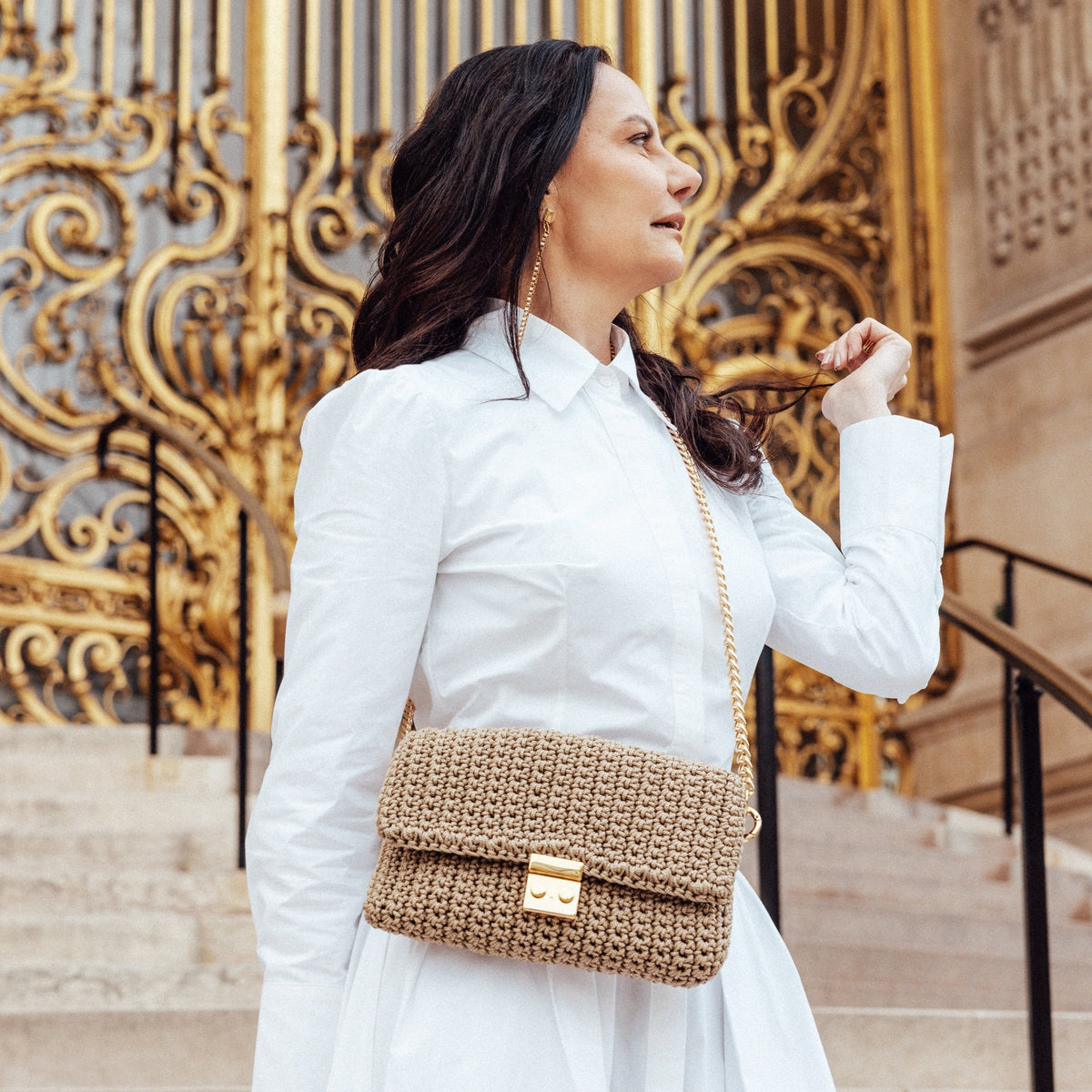 Clutch crochet  Caviar Beige