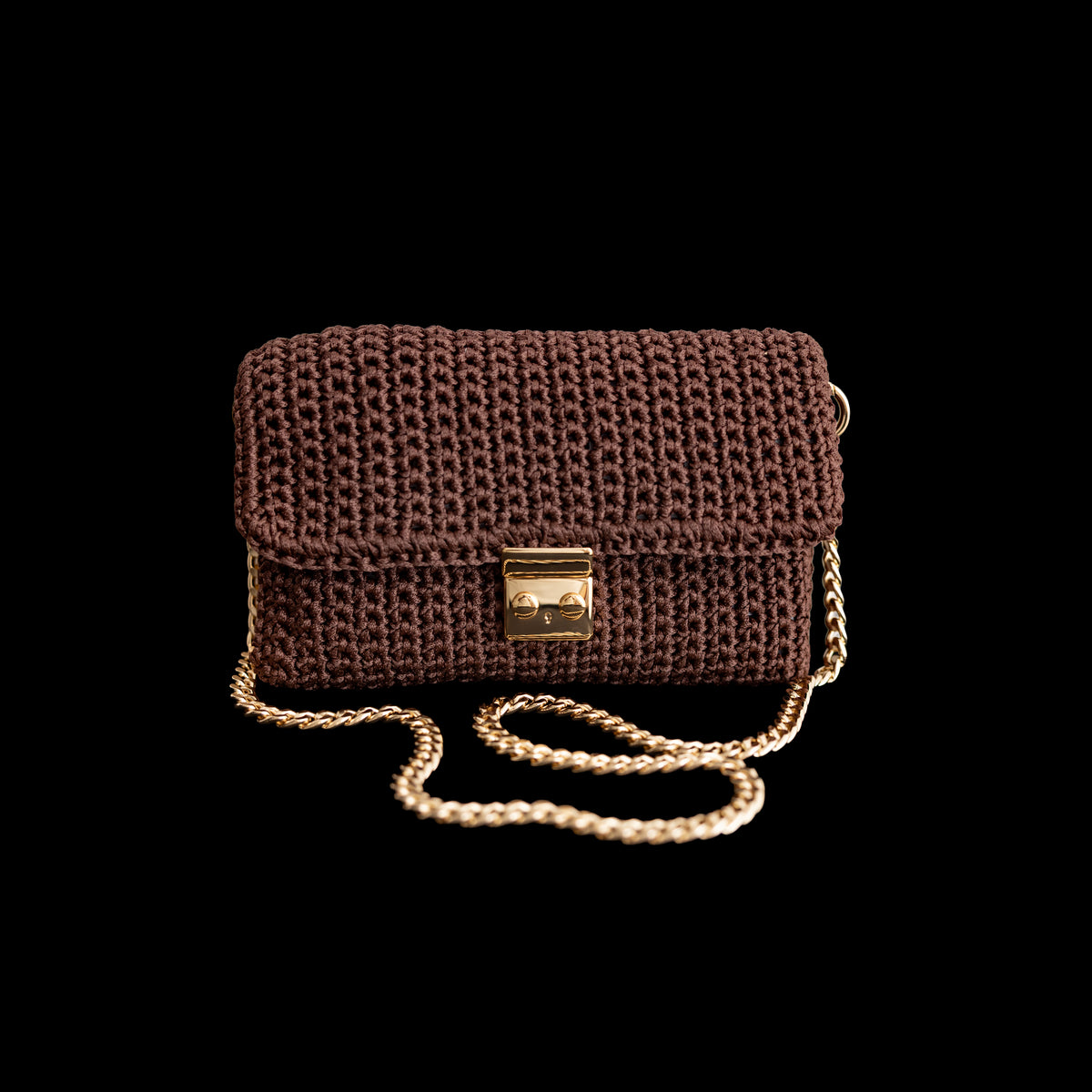 Clutch Crochet Caviar Marrom