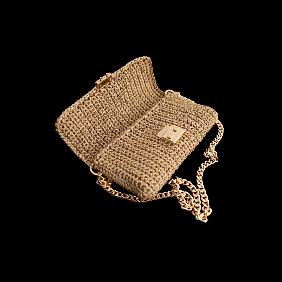 Clutch Crochet Caviar Dourada