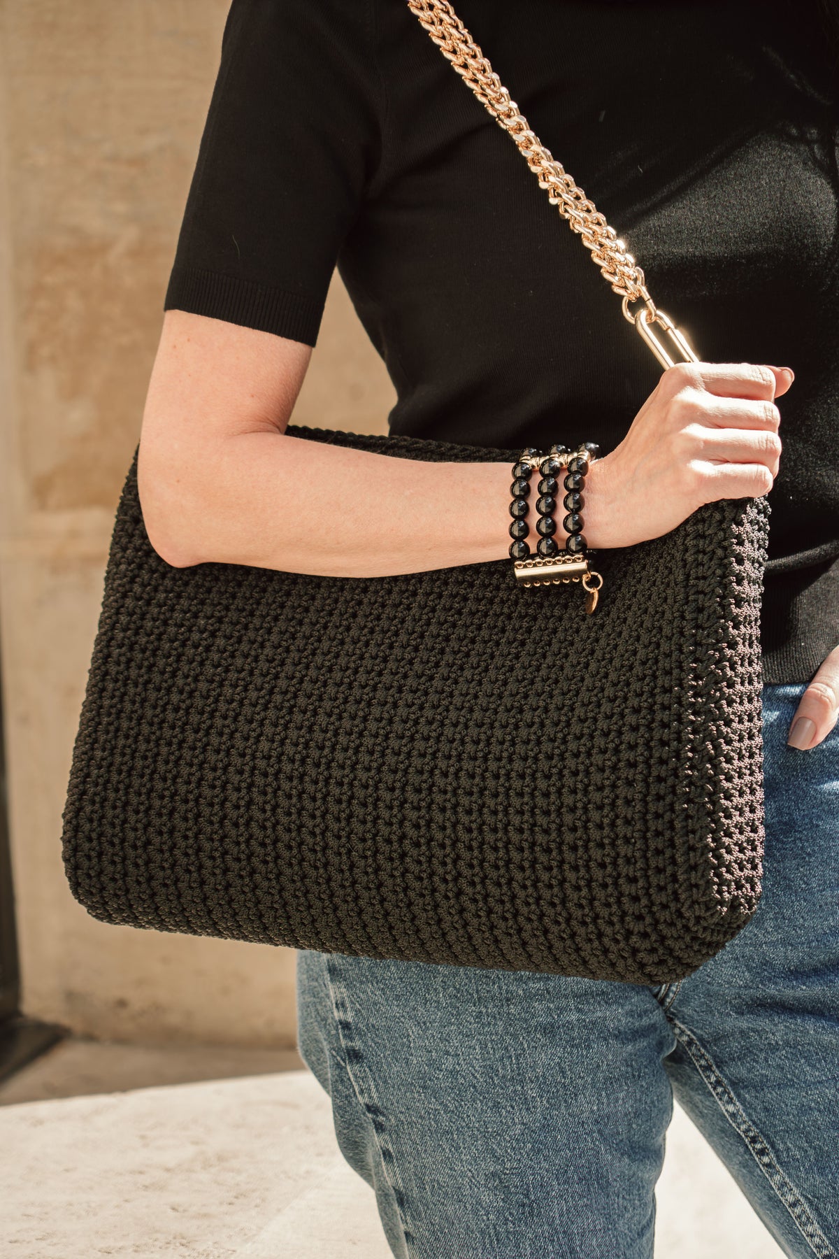Bolsa Sac Crochet Noir
