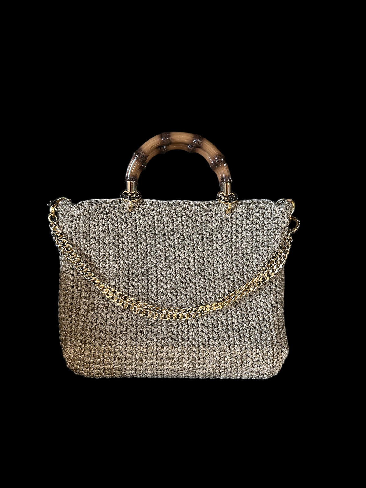 Bolsa Crochet Alça  Dupla Bambu