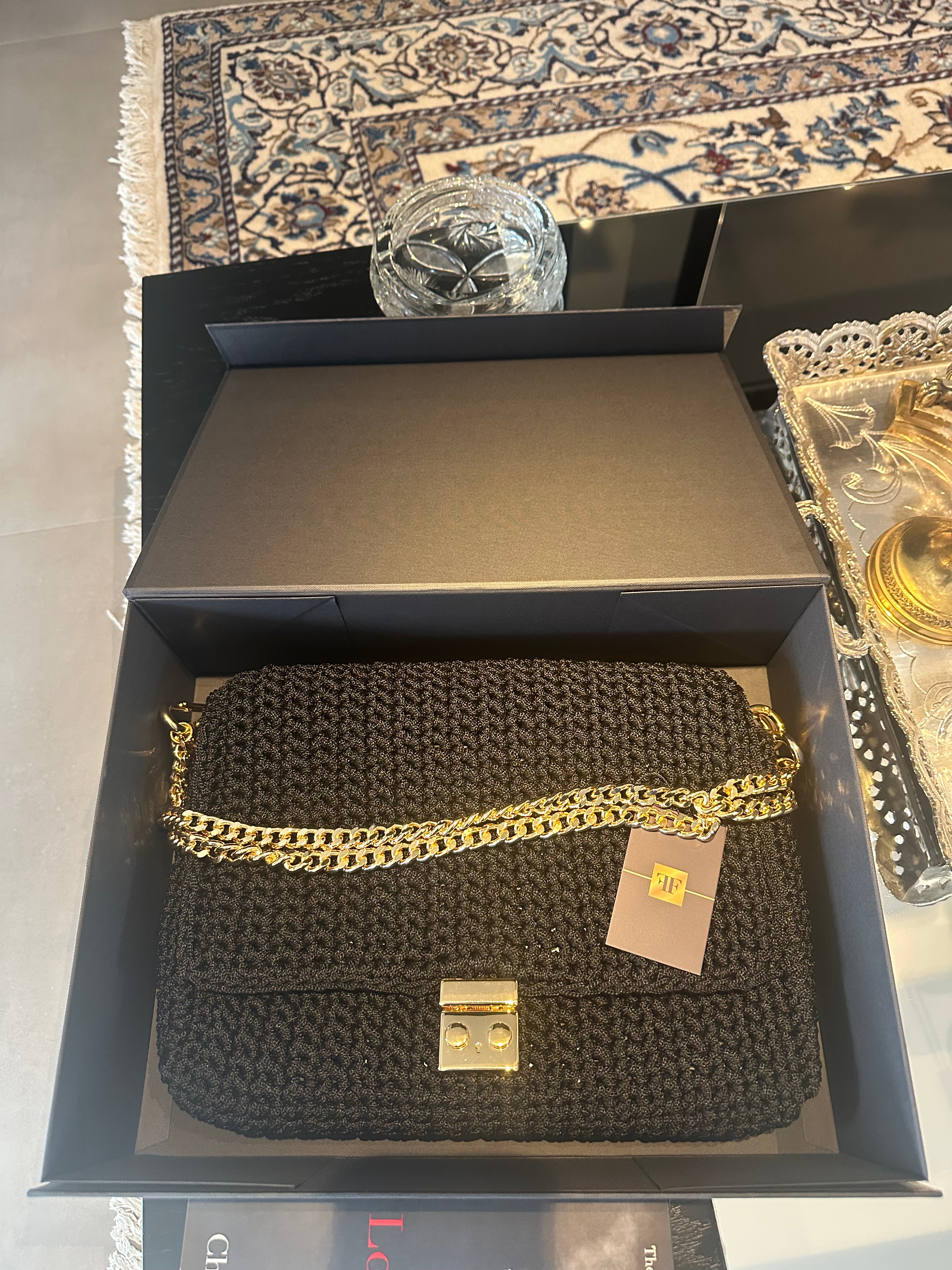 Bolsa Crochet Caviar Noir